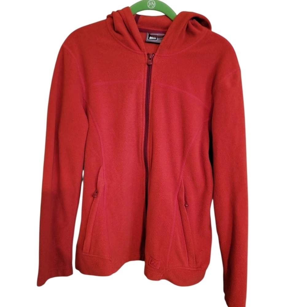 EUC Red/Orange Fleece Zip-Up Hoodie.